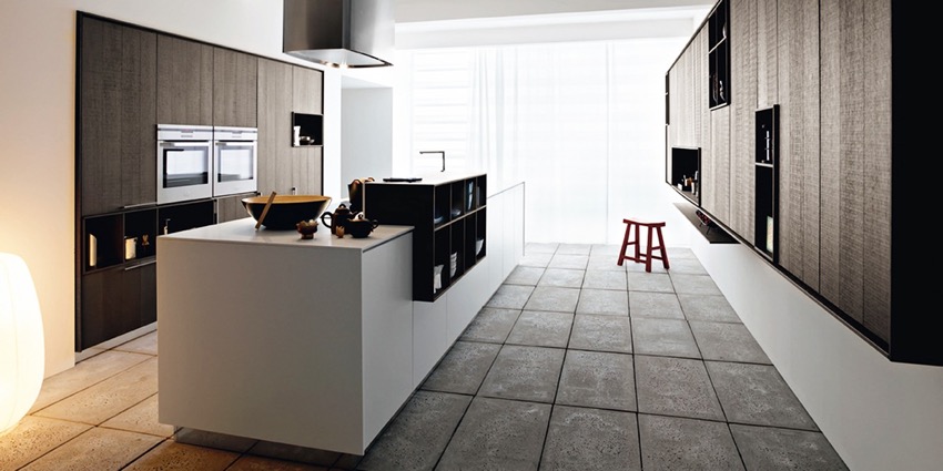 Kitchen islands in open space